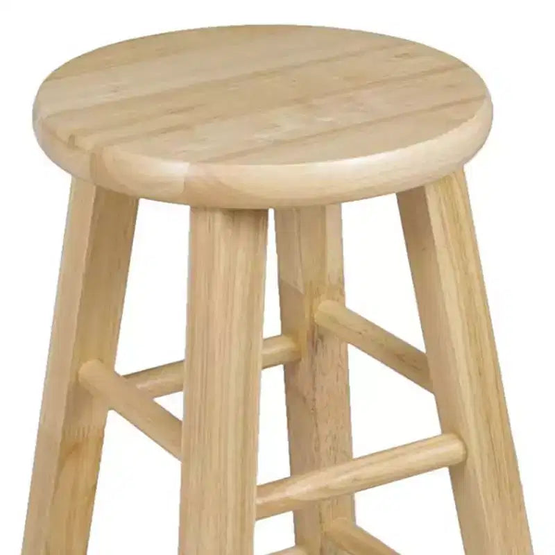 Tabourets de cuisine sans dossier à assise ronde de 24 po – Naturel, lot de 6