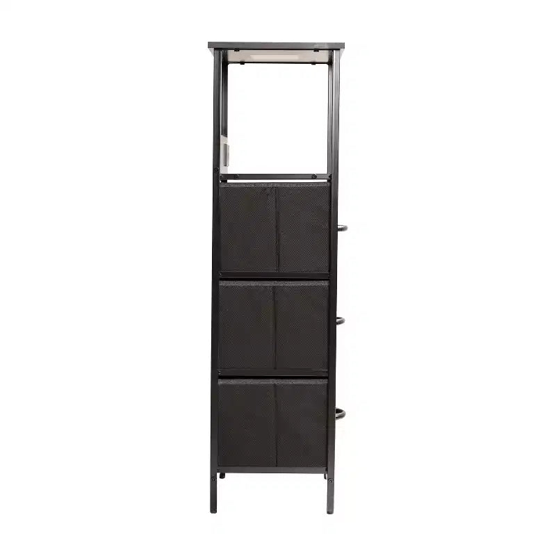 Table de chevet avec 3 tiroirs en tissu, station de charge, ports USB et prise de courant