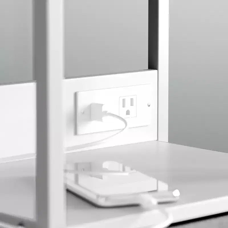 Table de chevet avec 3 tiroirs en tissu, station de charge, ports USB et prise de courant