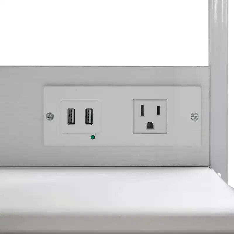 Table de chevet avec 3 tiroirs en tissu, station de charge, ports USB et prise de courant
