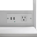 Table de chevet avec 3 tiroirs en tissu, station de charge, ports USB et prise de courant