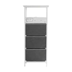 Table de chevet avec 3 tiroirs en tissu, station de charge, ports USB et prise de courant