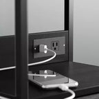 Table de chevet avec 3 tiroirs en tissu, station de charge, ports USB et prise de courant