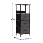 Table de chevet avec 3 tiroirs en tissu, station de charge, ports USB et prise de courant