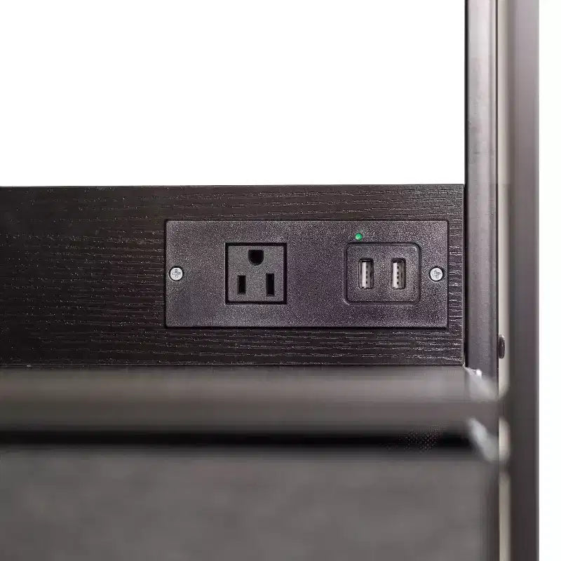 Table de chevet avec 3 tiroirs en tissu, station de charge, ports USB et prise de courant