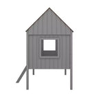 Lit mezzanine en bois cabane pour enfant avec deux fenêtres latérales, taille double, 4L